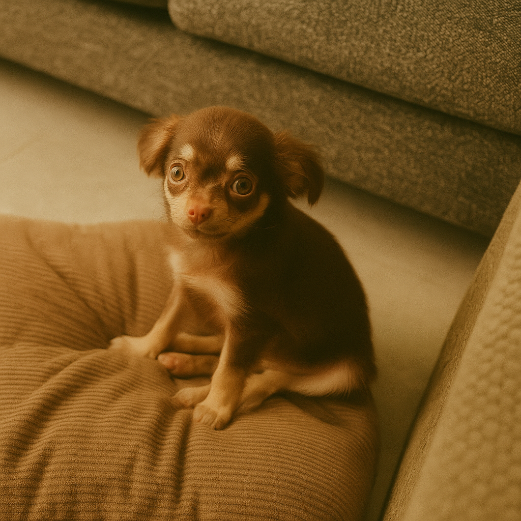 お迎え初日のオペラ(チワワ・チョコレートタン)