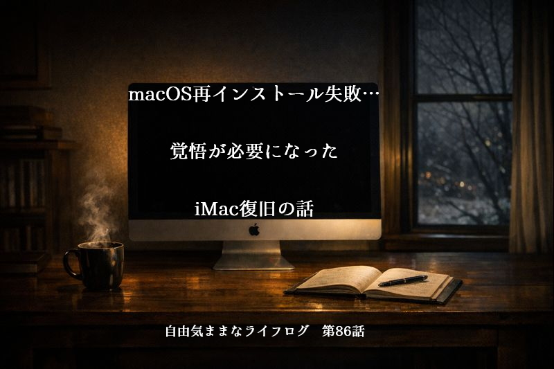 macOS再インストールに失敗し、覚悟が必要になったiMac復旧の夜を描いたアイキャッチ画像