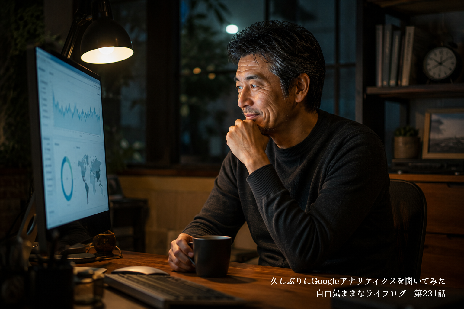 久しぶりにGoogleアナリティクスを確認しながらブログとの向き合い方を考える男性