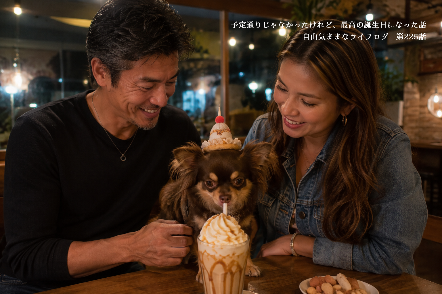 1歳の誕生日を迎えたチワワのオペラがドッグカフェで家族と過ごす様子